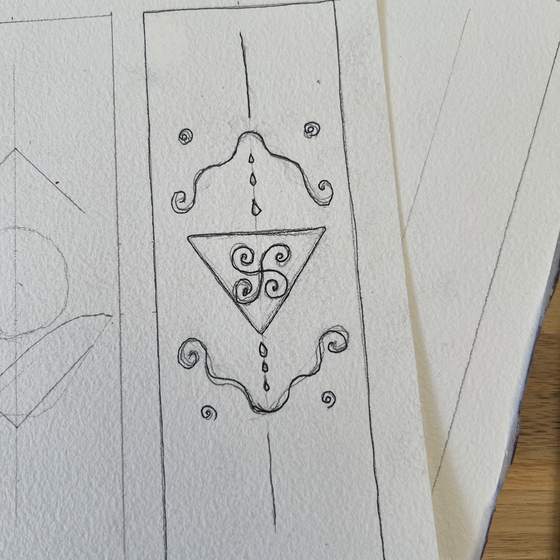 A pencil sketch of the sigil